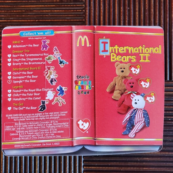 BEANIE BABIES TY INTERNATIONAL BEARS II SPANGLE MCDONALD 2000 RARE MISPRINT - Picture 2 of 3